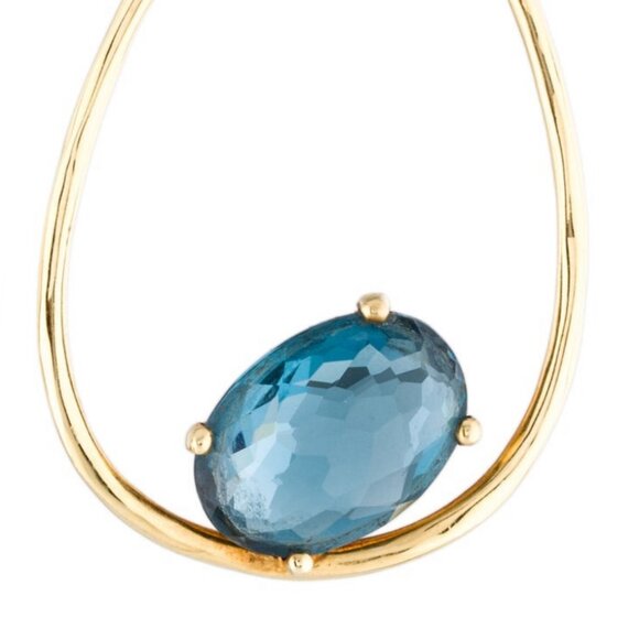 IPPOLITA 18K 750 YELLOW GOLD TOPAZ SCULPTED OPEN TEARDROP EARRINGS - Picture 5 of 8